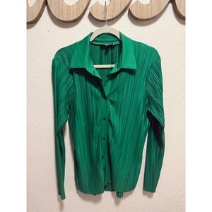 Missguided Green Blouse Button Up Size 6